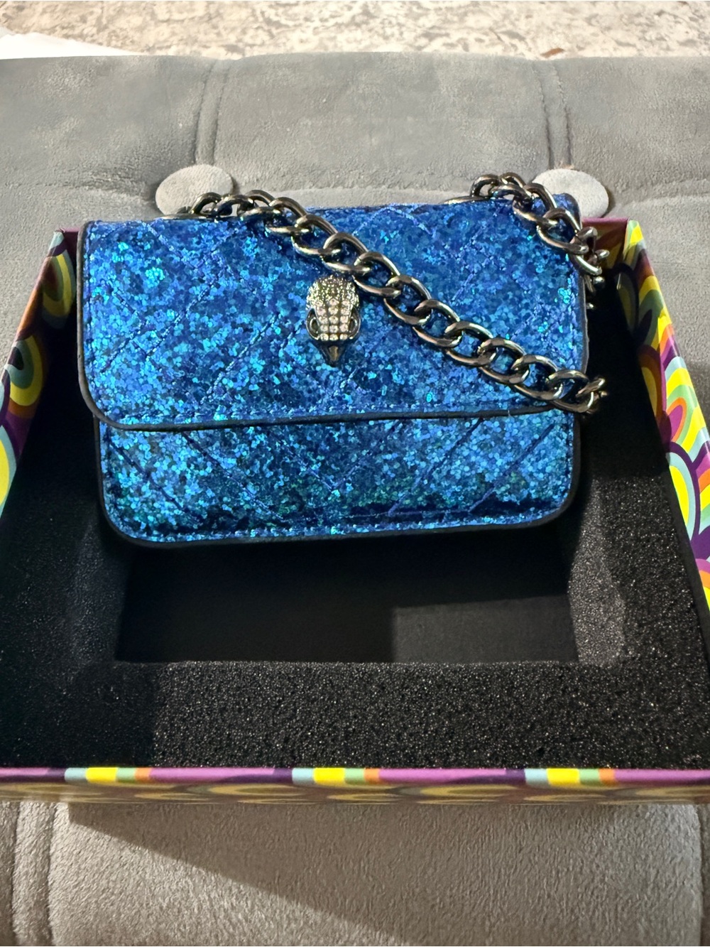 Geiger metallic blue micro mini purse